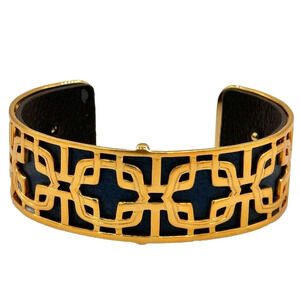 Brighton Christo INNSBRUCK Gold Plated Cuff Bracelet Leather Insert JF1563